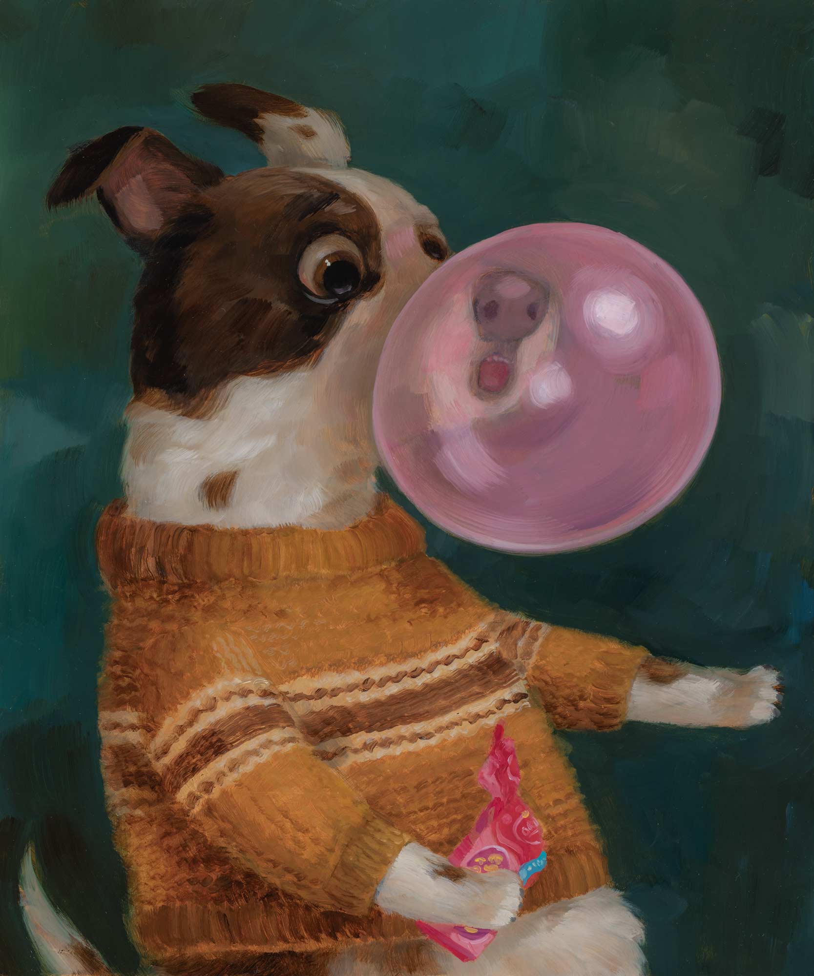 Hubba Bubba Dog - Original Oil Painting